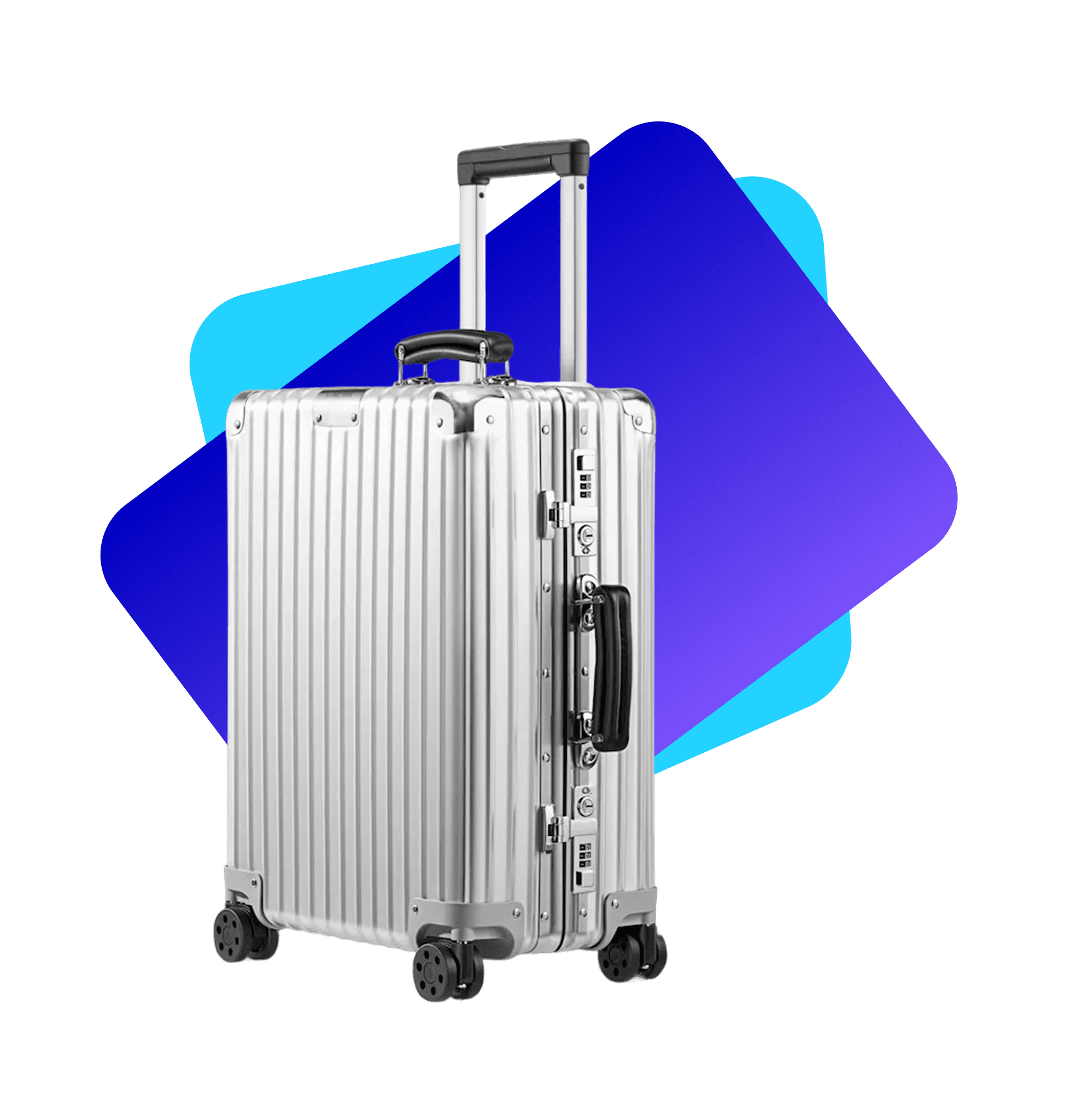 Silver Rimowa aluminum suitcase